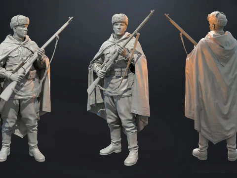 Soviet Sniper WW2 Assembly 3D Print Model