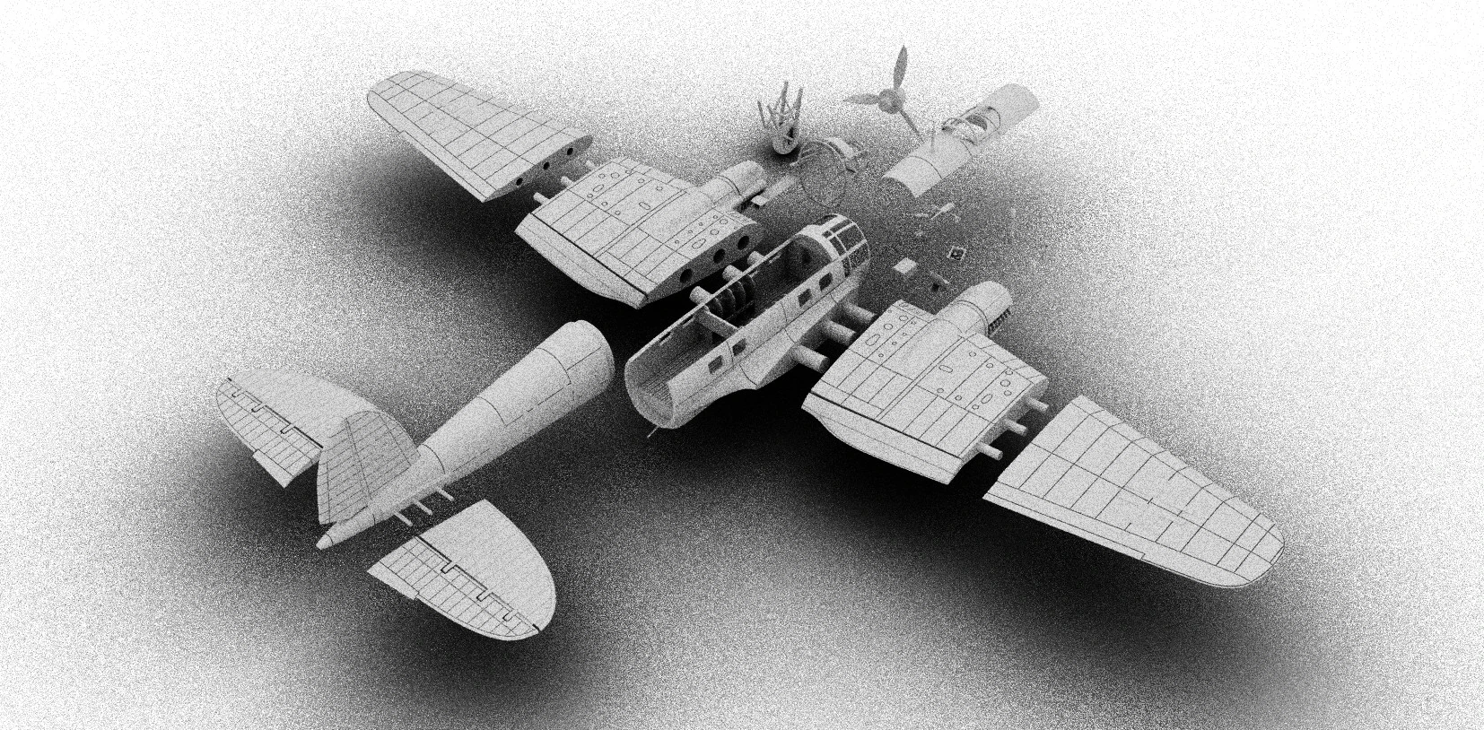 Heinkel He 111 Bomber Assembly 3D Print Model .c4d .max .obj .3ds .fbx .stl .blend 