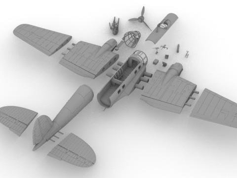 Heinkel He 111 Bomber Assembly 3D Print Model