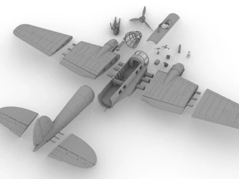 Heinkel He 111 Bomber Assembly 3D Print Model