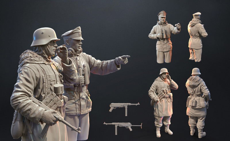 Nazi Commanders assembly Modèles 3D en vedette .c4d .max .obj .3ds .fbx .stl .blend 
