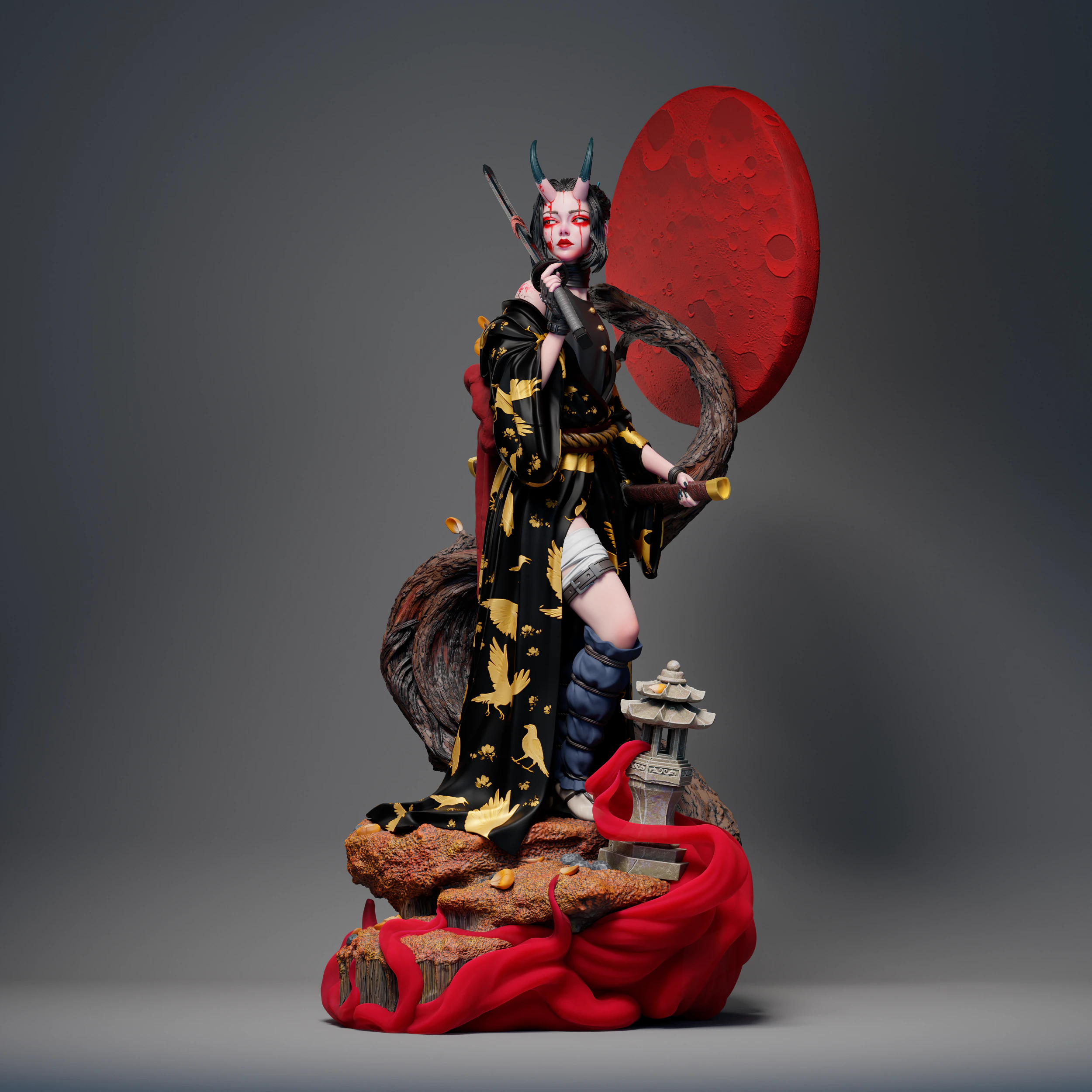Samurai oni Assembly 3D Print Model .c4d .max .obj .3ds .fbx .stl .blend