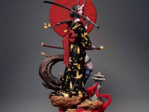 Samurai oni Assembly 3D Print Model
