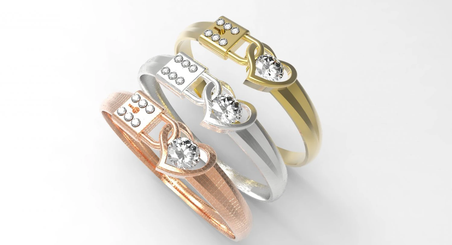 замкове кільце серце 3D Принт Модель .c4d .max .obj .3ds .fbx .stl .blend 