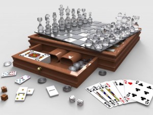 glass and wood 5 game set Modèle 3D