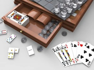 glass and wood 5 game set 3D Model