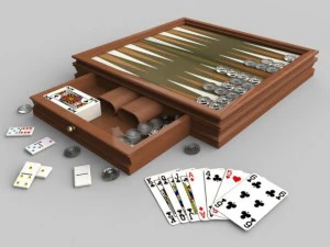 glass and wood 5 game set 3D Model