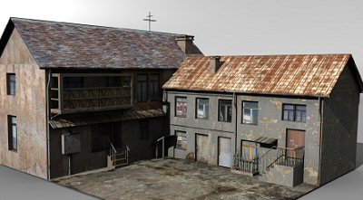 old house and backyard 3D 모델 .c4d .max .obj .3ds .fbx .stl .blend 