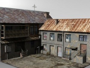 old house and backyard Model 3D