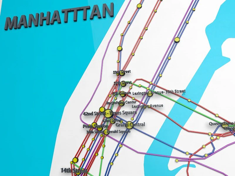 new york city not official subway map 3D Model .c4d .max .obj .3ds .fbx .stl .blend