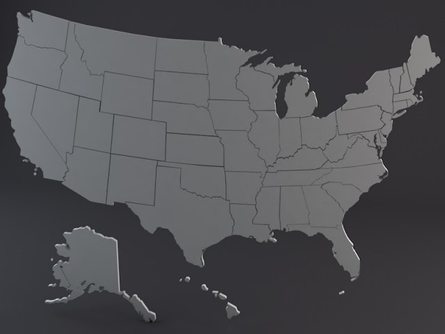 usa states 3D Model .c4d .max .obj .3ds .fbx .stl .blend 
