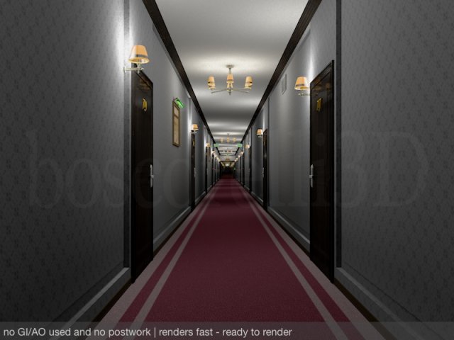 fancy hotel corridor ready to render Modelo 3D .c4d .max .obj .3ds .fbx .stl .blend 