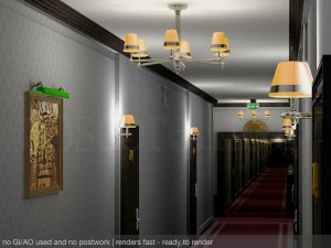 fancy hotel corridor ready to render 3D Model