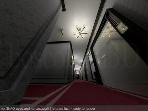 fancy hotel corridor ready to render Modelo 3D