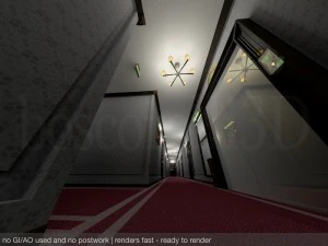fancy hotel corridor ready to render 3D Model
