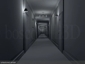 fancy hotel corridor ready to render 3D Model