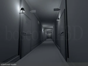 fancy hotel corridor ready to render 3D Model