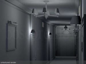 fancy hotel corridor ready to render 3D Model