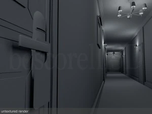 fancy hotel corridor ready to render 3D Model