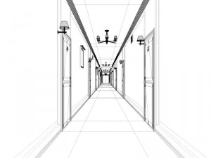 fancy hotel corridor ready to render 3D Model