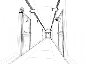 fancy hotel corridor ready to render 3D Model