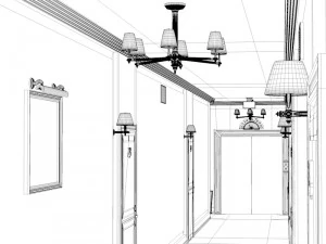 fancy hotel corridor ready to render 3D Model