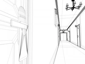fancy hotel corridor ready to render 3D Model