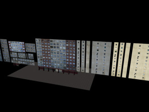 panel plattenbau block building architectural modular set lowpoly 3D Model