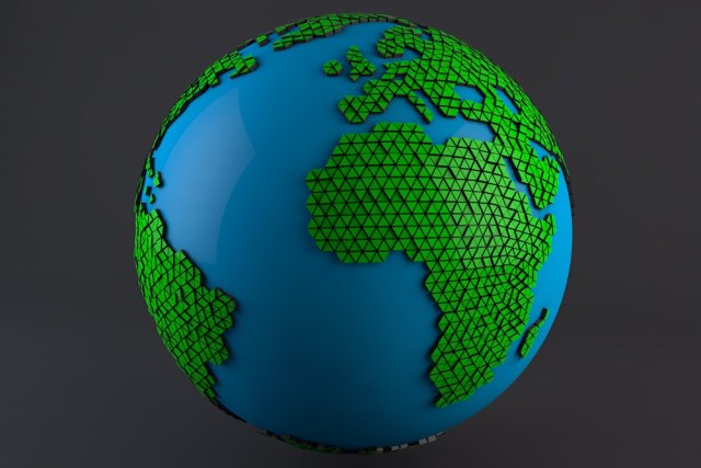 earth triangulated geometry design 3D Model .c4d .max .obj .3ds .fbx .stl .blend 
