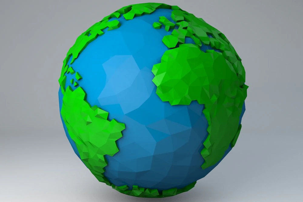 crystallised low poly cartoon earth low-poly 3D Model .c4d .max .obj .3ds .fbx .stl .blend 