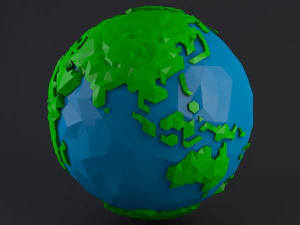 crystallised low poly cartoon earth low-poly 3D Model