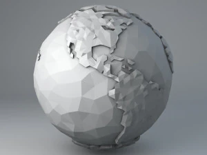 crystallised low poly cartoon earth low-poly 3D Model