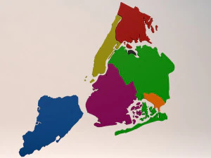 new york city 5 il&ccedil;e siluetleri d&uuml;ş&uuml;k poli ve y&uuml;ksek poli 3D Model