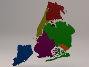 new york city 5 boroughs silhouettes low poly and high poly 3D Модель