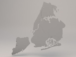 new york city 5 boroughs silhouettes low poly and high poly 3D Модель