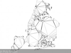 new york city 5 boroughs silhouettes low poly and high poly 3D Модель