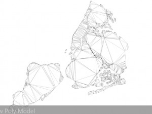 new york city 5 boroughs silhouettes low poly and high poly 3D Модель