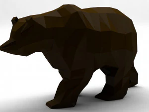 Grizzli dessin anim&eacute; low poly low-poly Modèle 3D