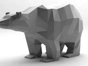 ours polaire dessin anim&eacute; low poly low-poly Modèle 3D