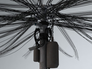 overhead electric cables system pbr 3D Model