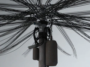 système de câbles électriques aériens pbr Modèle 3D