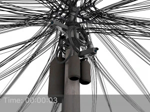 overhead electric cables system pbr 3D Model