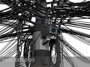 overhead electric cables system pbr 3D Model