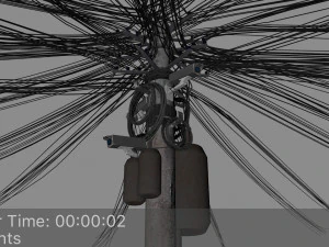 overhead electric cables system pbr 3D Model