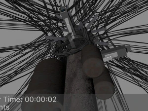 overhead electric cables system pbr 3D Model