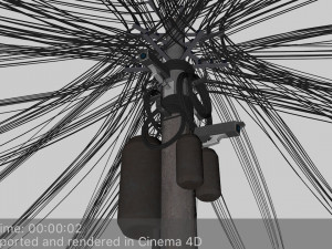 overhead electric cables system pbr Modelo 3D