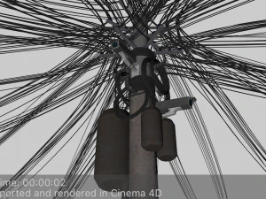 overhead electric cables system pbr 3D Model