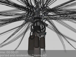 overhead electric cables system pbr 3D Model