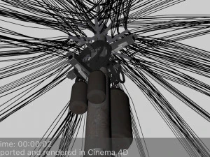 overhead electric cables system pbr 3D Model