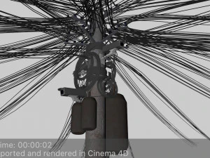 overhead electric cables system pbr 3D Model